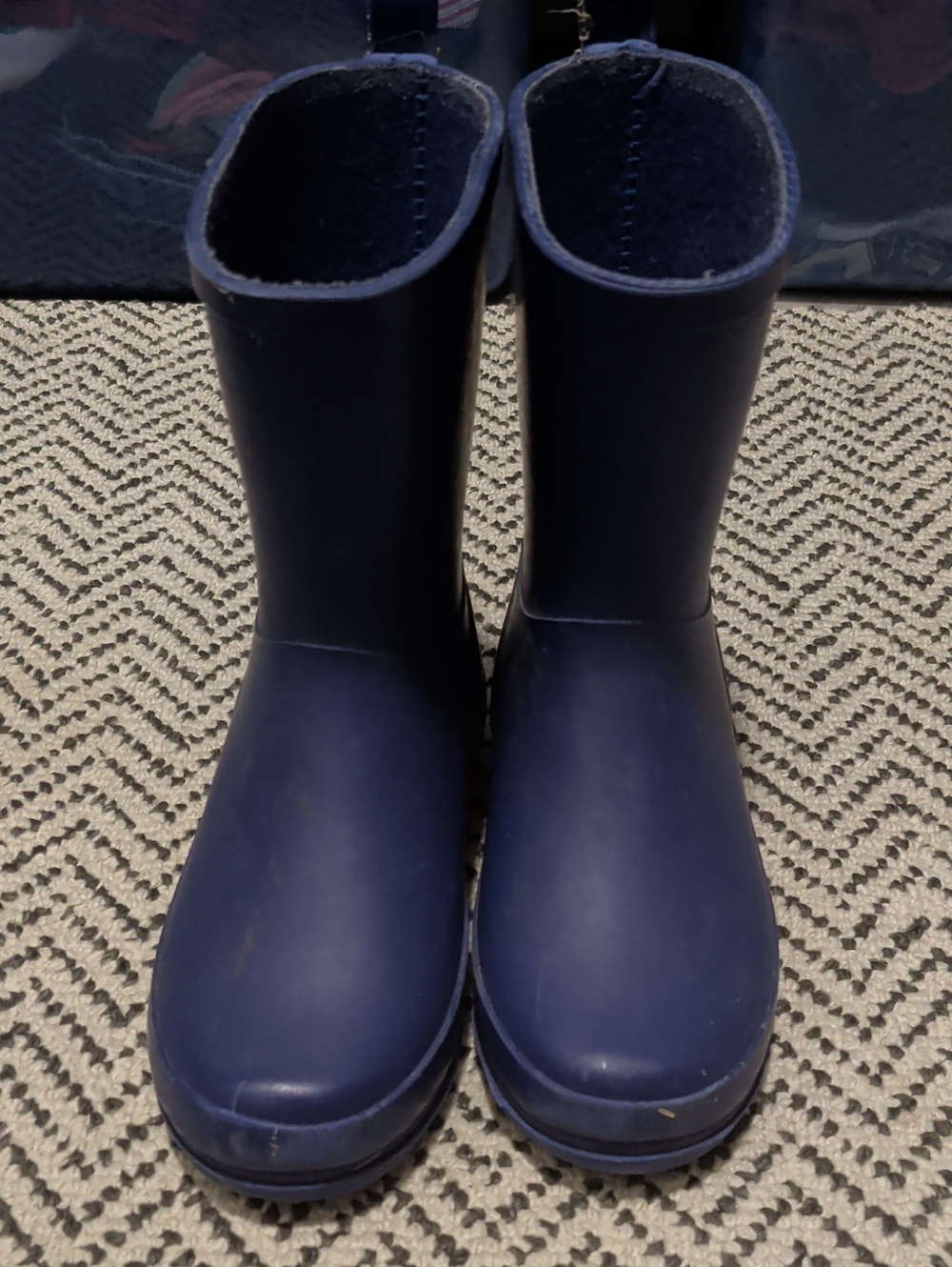 Kids Waterproof Navy Rain Boots with Easy Pull Tabs